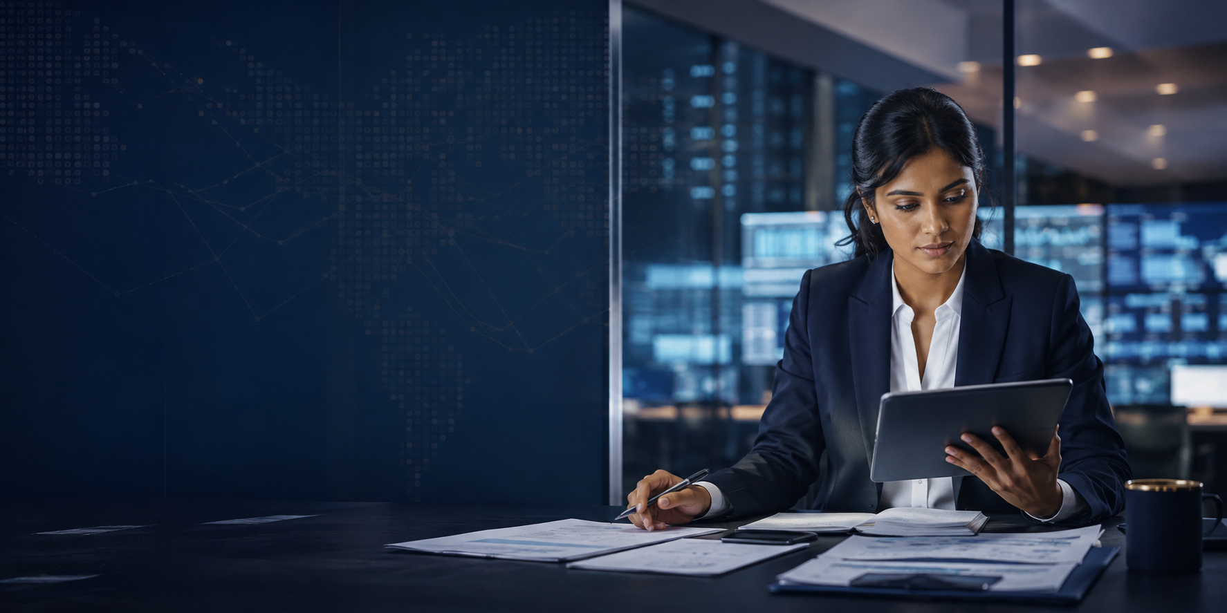 Financial crime analyst reviewing an investigation